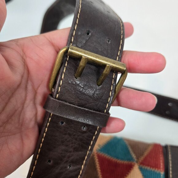 Stamp 10 Corduroy & Faux Leather Patchwork Lacy Crossbody Bag Fall Boho Gift NEW - Picture 7 of 12